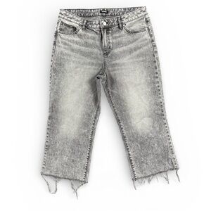 Express ‘90s Ankle Boot’ Mid Rise Gray Jeans | Raw Hem | Size 12S |Cropped Denim